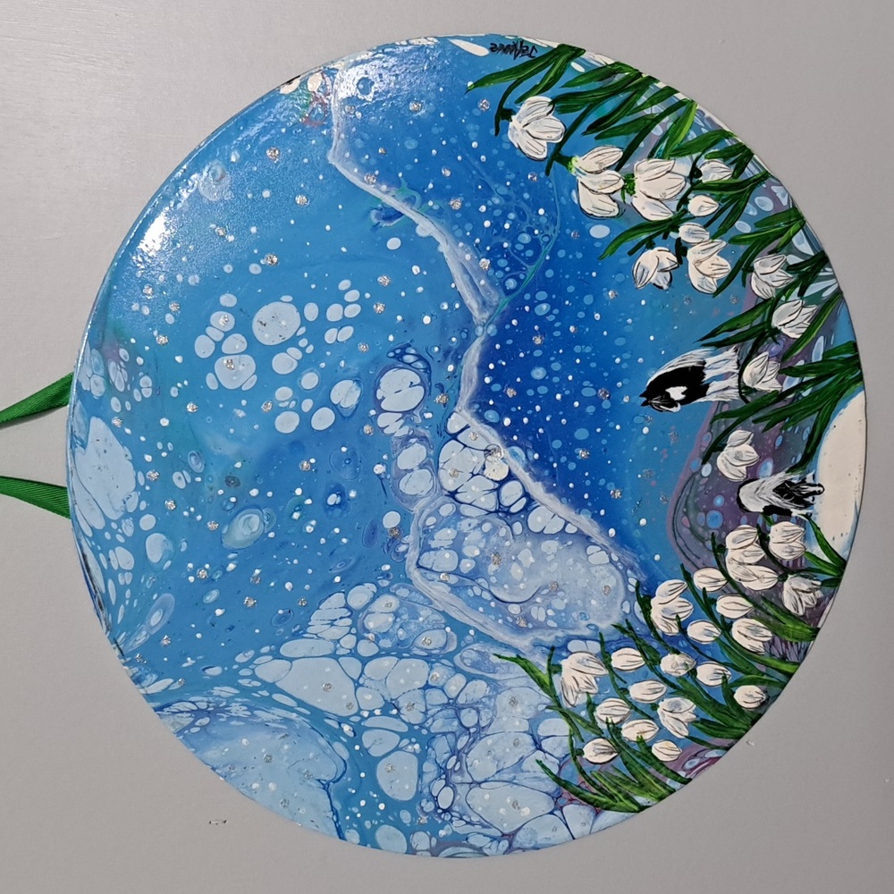 Hand Crafted Painted Vinyl Record Gypsy Vanner Horse Abstract Acrylic Wall Art